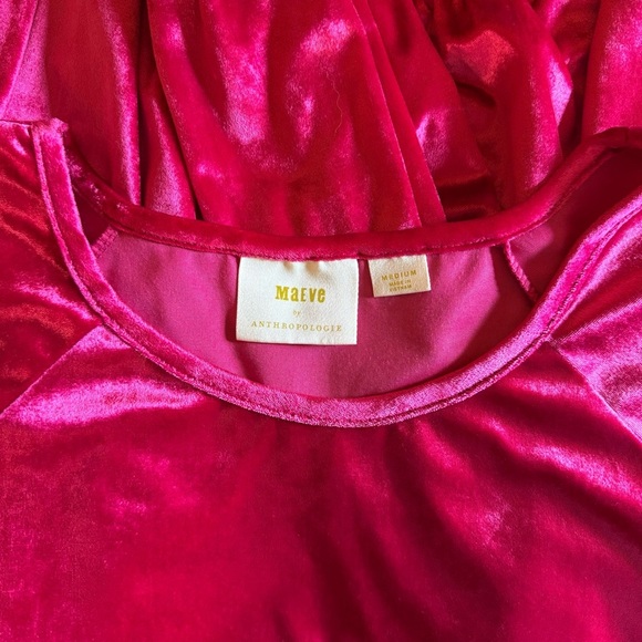 Maeve Anthropologie Women’s Candace Pink Velvet Top Minimalist Quiet Luxury M - Picture 4 of 7